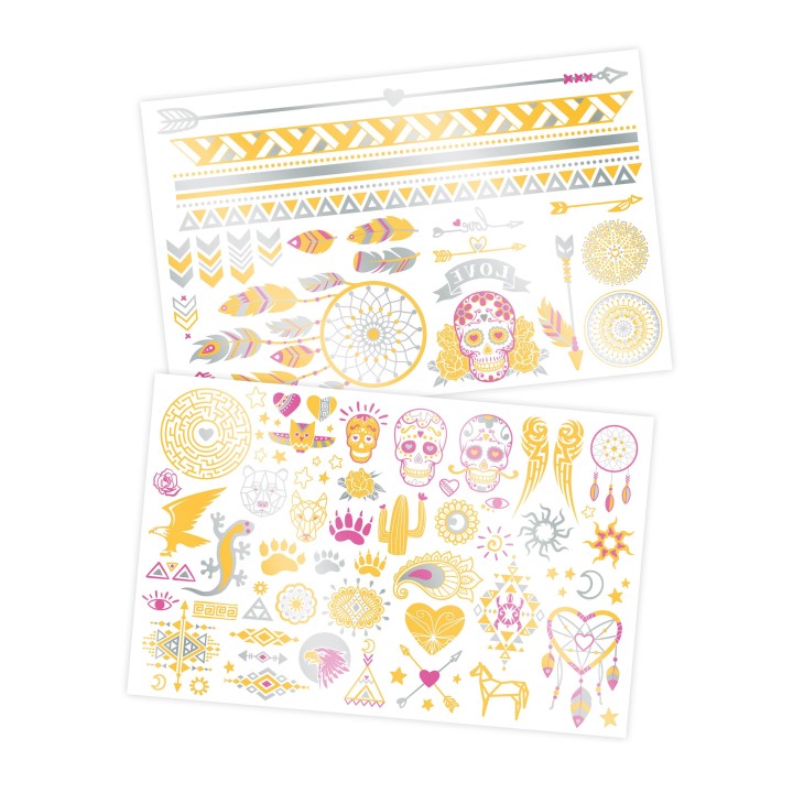 75 Tattoos lavables - Métalliques