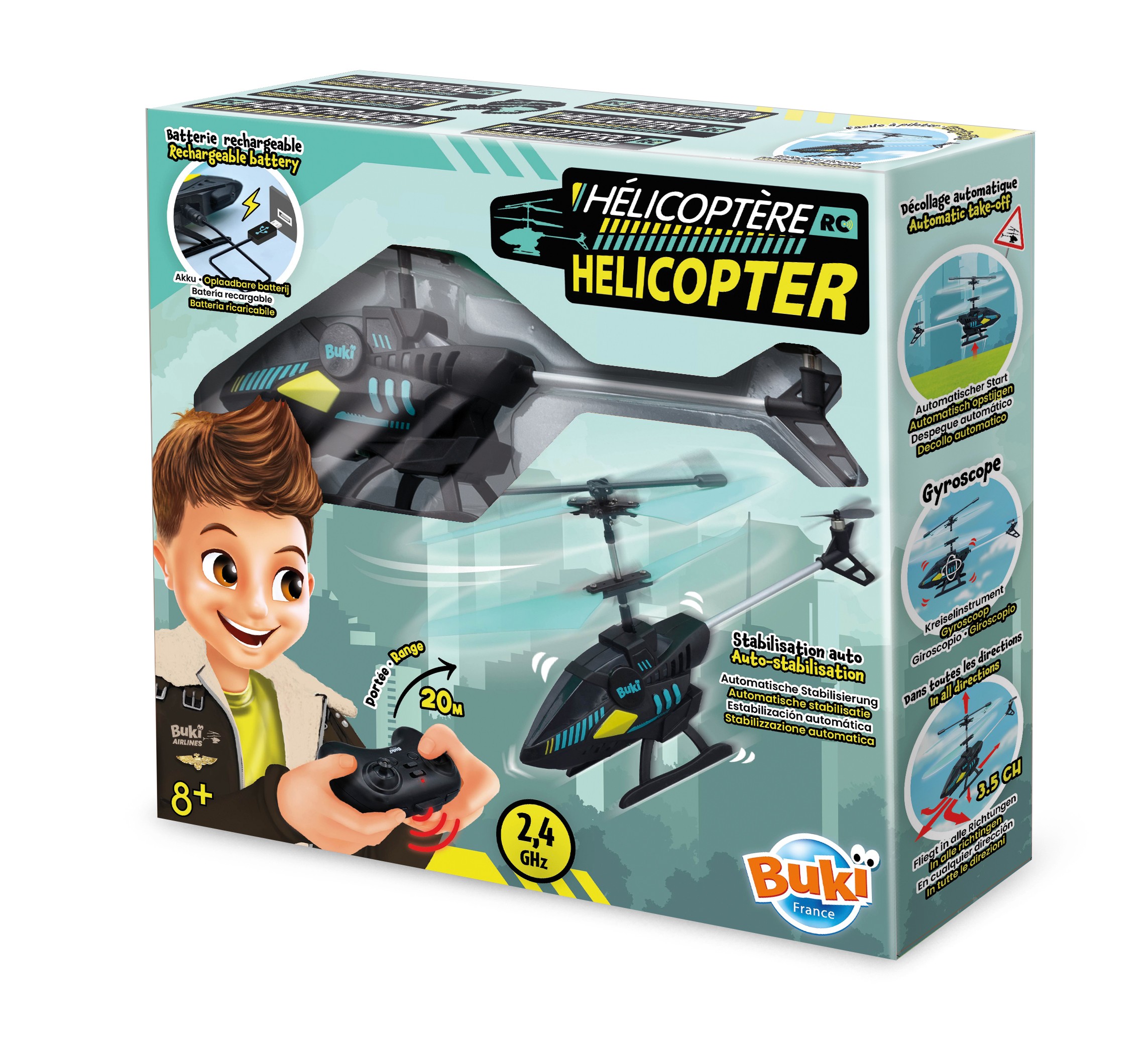 Hélicoptère RC Télécommandé Pour Enfants - 2 Batteries, 30 Min De Vol - Rouge - Neuf